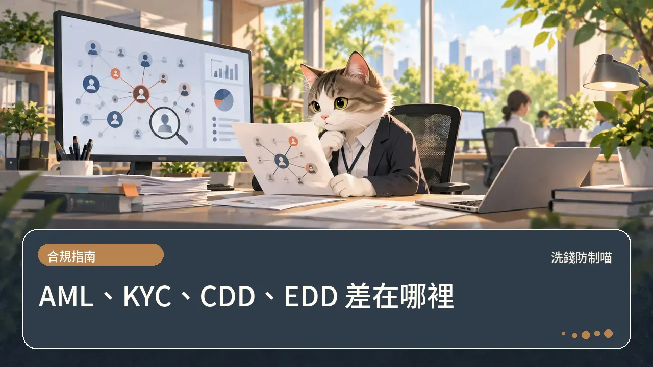 AML、KYC、CDD、EDD 差在哪裡主題插畫