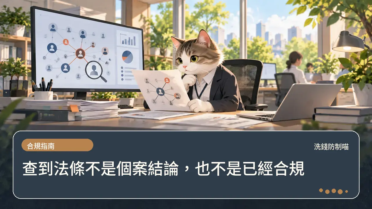查到法條不是個案結論，也不是已經合規主題插畫